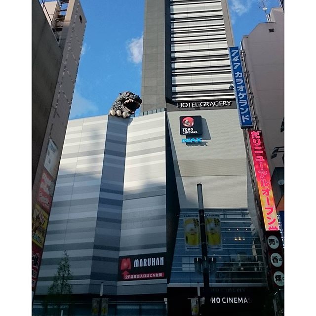 #新宿 #コマ劇場 後にできた #TOHOシネマズ のビルに #ゴジラ がいる！  #さむねこさんぽ #散歩