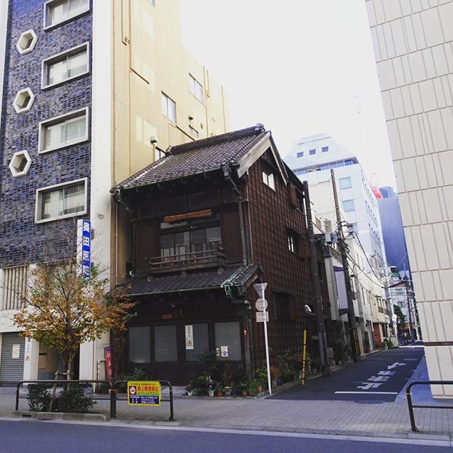 #東京散歩 #ビル の間に #古民家 があるにゃ！ シュールだね！ #散歩 #侍猫散歩 #中央線