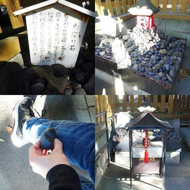福島駅周辺の散歩 #福島稲荷神社 #お摩り石 を使って足をすりすりすると足が治ります。疲れがとれた気がする！ #侍猫さんぽ